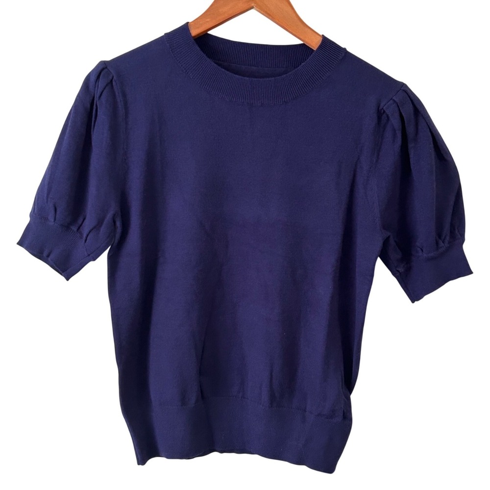 Kohl's Royal Blue (Purple) Short Sleeved Sweater Shoulder Gather Women's‎ S NWT